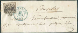N°6 - Médaillon 10 Centimes Brun,  Obl. P.24 Sur Lettre De BRUXELLES Le 23 Mai 1854 + Boîte A De BOITSFORT - 1851-1857 Medallones (6/8)