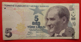 X1- 5 Lira 2009. / 2017. Turkey - Five Lirasi, (Purple Color, Series C / 2017.) Circulated Banknote - Turquie