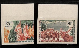 ZA0092c - TCHAD Chad - IMPERF Stamps  - ANIMALS Food BUTCHER Mat 1969 - Cows
