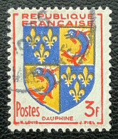 FRA0954U4 - Armoiries De Provinces (VI) - Dauphiné - 3 F Used Stamp - 1953 - France YT 954 - 1941-66 Escudos Y Blasones