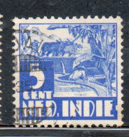 DUTCH INDIA INDIE INDE NEDERLANDS HOLLAND OLANDESE OLANDESI INDIES 1933 1937 1934 RICE FIELD SCENE 5c USED USATO - Nederlands-Indië