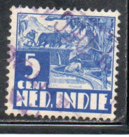 DUTCH INDIA INDIE INDE NEDERLANDS HOLLAND OLANDESE OLANDESI INDIES 1933 1937 1934 RICE FIELD SCENE 5c USED USATO - Nederlands-Indië