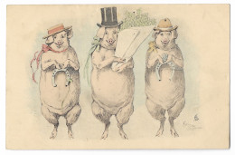 COCHONS HUMANISES ( Réception ) 1900 Illustrateur Lubin De Beauvais - Varkens