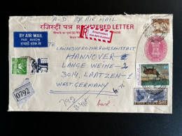 INDIA 1983 REGISTERED LETTER NEW DELHI TO LAATZEN GERMANY 24-08-1983 - Lettres & Documents