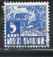 DUTCH INDIA INDIE INDE NEDERLANDS HOLLAND OLANDESE OLANDESI INDIES 1933 1937 1934 RICE FIELD SCENE 5c USED USATO - Nederlands-Indië