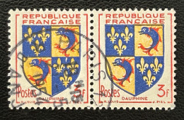 FRA0954Ux2h - Armoiries De Provinces (VI) - Dauphiné - Pair Of 3 F Used Stamps - 1953 - France YT 954 - 1941-66 Escudos Y Blasones