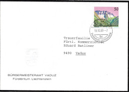 72698 - Liechtenstein - 1989 - 50Rp Berge EF A OrtsBf VADUZ - Lettres & Documents