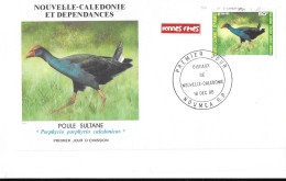 NOUVELLE -CALÉDONIE ET DÉPENDANCES   OISEAU POULE SULTANE 18 Décembre 1985 - Brieven En Documenten