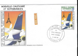 NOUVELLE -CALÉDONIE ET DÉPENDANCES 1 Er Vol Régulier Paris-nouméa 6 Janv 1986 - Storia Postale