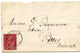 BELGIQUE -  COB 46 SIMPLE CERCLE AERSEELE  SUR LETTRE, 1890 - 1884-1891 Leopold II.