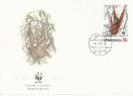 26025 ) Indonesia WWF 1989  Orangotan Monkey Ape Mammal Cover - Brieven En Documenten