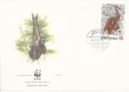 26026 ) Indonesia WWF 1989  Orangotan Monkey Ape Mammal Cover - Briefe U. Dokumente