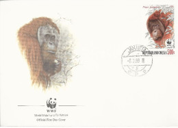 26027 ) Indonesia WWF 1989  Orangotan Monkey Ape Mammal Cover - Brieven En Documenten