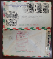 EL)1945 MEXICO, AIR SERVICE SYMBOLS 5C SCT C65 IN B/4 AND STRIP OF 3 IN EXAMINED AND CERTIFIED COMMERCIAL ENVELOPE, AIRW - Mexico