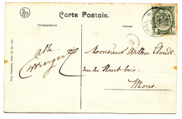 BELGIQUE - COB 53 SIMPLE CERCLE RELAIS A ETOILES ALLE SUR CARTE POSTALE - Postmarks With Stars