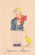 Stamps * CPA à Système De Collage De Timbres ! * Joyeuses Pâques * Enfant Fillette Et Poussin * Oeuf Egg - Timbres (représentations)