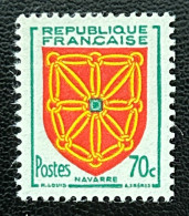 FRA1000MH - Armoiries De Provinces (VII) - Navarre - 70 C MH Stamp - 1954 - France YT 1000 - 1941-66 Escudos Y Blasones