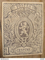 BELGIQUE N° 22 , 1 CENTIME PETIT LION, Neuf Avec Charniere*, Mint*,  NON DENTELE  ............ CL2-3-1a - 1866-1867 Petit Lion (Kleiner Löwe)