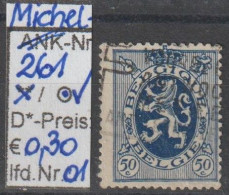 1929 - BELGIEN - FM/DM "Wappenschild" 50 C Blau - O  Gestempelt - S.Scan (261o 01-02 Be) - 1929-1937 Leone Araldico