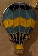 MONTGOLFIERE - BALLOON - BALLON A AIR CHAUD - BLEU FONCE - JAUNE - BLEUE CLAIR - PETIT MODELE - (33) - Fesselballons