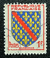 FRA1002U1 - Armoiries De Provinces (VII) - Bourbonnais - 1 F Used Stamp - 1954 - France YT 1002 - 1941-66 Escudos Y Blasones