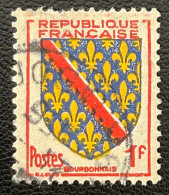 FRA1002U8 - Armoiries De Provinces (VII) - Bourbonnais - 1 F Used Stamp - 1954 - France YT 1002 - 1941-66 Escudos Y Blasones