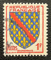 FRA1002U9 - Armoiries De Provinces (VII) - Bourbonnais - 1 F Used Stamp - 1954 - France YT 1002 - 1941-66 Armoiries Et Blasons