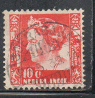 DUTCH INDIA INDIE INDE NEDERLANDS HOLLAND OLANDESE OLANDESI INDIES 1933 1937 QUEEN WILHELMINA 10c USED USATO - Nederlands-Indië