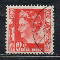 DUTCH INDIA INDIE INDE NEDERLANDS HOLLAND OLANDESE OLANDESI INDIES 1933 1937 QUEEN WILHELMINA 10c USED USATO - Nederlands-Indië