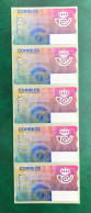 España Spain 1995, ATM, EMBLEMA DE CORREOS, Tira De 5 Etiquetas Blancas / Strip Of 5, Nuevos ** - Automatenmarken [ATM]