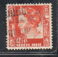 DUTCH INDIA INDIE INDE NEDERLANDS HOLLAND OLANDESE OLANDESI INDIES 1933 1937 QUEEN WILHELMINA 12 1/2c USED USATO - Nederlands-Indië