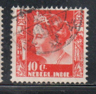 DUTCH INDIA INDIE INDE NEDERLANDS HOLLAND OLANDESE OLANDESI INDIES 1933 1937 QUEEN WILHELMINA 10c USED USATO - Nederlands-Indië