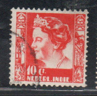 DUTCH INDIA INDIE INDE NEDERLANDS HOLLAND OLANDESE OLANDESI INDIES 1933 1937 QUEEN WILHELMINA 10c USED USATO - Nederlands-Indië