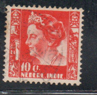 DUTCH INDIA INDIE INDE NEDERLANDS HOLLAND OLANDESE OLANDESI INDIES 1933 1937 QUEEN WILHELMINA 10c USED USATO - Nederlands-Indië