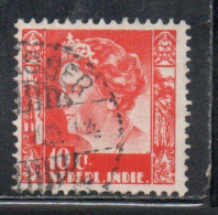 DUTCH INDIA INDIE INDE NEDERLANDS HOLLAND OLANDESE OLANDESI INDIES 1933 1937 QUEEN WILHELMINA 10c USED USATO - Nederlands-Indië