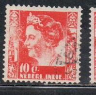 DUTCH INDIA INDIE INDE NEDERLANDS HOLLAND OLANDESE OLANDESI INDIES 1933 1937 QUEEN WILHELMINA 10c USED USATO - Nederlands-Indië