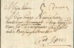 LAC De MALINES Le 11 Février 1738 Vers Ypres. Port De '5' Sols (encre). - TTB -  14388 - 1714-1794 (Pays-Bas Autrichiens)