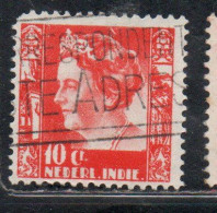 DUTCH INDIA INDIE INDE NEDERLANDS HOLLAND OLANDESE OLANDESI INDIES 1933 1937 QUEEN WILHELMINA 10c USED USATO - Nederlands-Indië