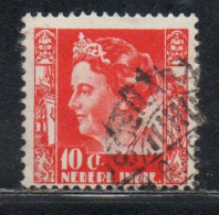 DUTCH INDIA INDIE INDE NEDERLANDS HOLLAND OLANDESE OLANDESI INDIES 1933 1937 QUEEN WILHELMINA 10c USED USATO - Nederlands-Indië