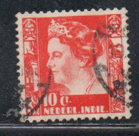 DUTCH INDIA INDIE INDE NEDERLANDS HOLLAND OLANDESE OLANDESI INDIES 1933 1937 QUEEN WILHELMINA 10c USED USATO - Nederlands-Indië