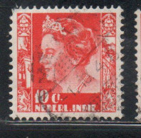 DUTCH INDIA INDIE INDE NEDERLANDS HOLLAND OLANDESE OLANDESI INDIES 1933 1937 QUEEN WILHELMINA 10c USED USATO - Nederlands-Indië