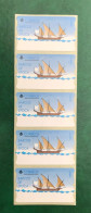 España Spain 1998, ATM ETIQUETA, BARCOS DE ÉPOCA, Tira De 5 Etiquetas Blancas / Strip Of 5, Nuevos ** - Viñetas De Franqueo [ATM]