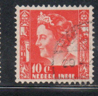 DUTCH INDIA INDIE INDE NEDERLANDS HOLLAND OLANDESE OLANDESI INDIES 1933 1937 QUEEN WILHELMINA 10c USED USATO - Nederlands-Indië