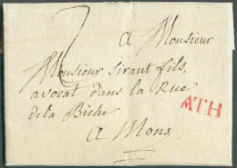 LAC De HUISSIGNIES Le 9 Mai 1821 Via Griffe Rouge D'ATH Vers Metz. Port De '2' Décimes. H.35. - Luxe -  14395 - 1815-1830 (Période Hollandaise)