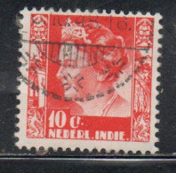 DUTCH INDIA INDIE INDE NEDERLANDS HOLLAND OLANDESE OLANDESI INDIES 1933 1937 QUEEN WILHELMINA 10c USED USATO - Nederlands-Indië