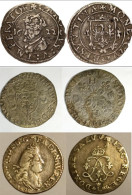 Lot Of 3 French Silver Coins: Henri II, Louis XIV, Carolus - Colecciones
