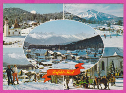 293433 / Austria Seefeld - Tirol - Schlepplift Geigenbuhel Schlittenfahrt PC USED 1992 - 6+6S. Stift Rein Hohenfurth Fla - Seefeld