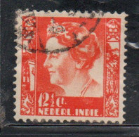 DUTCH INDIA INDIE INDE NEDERLANDS HOLLAND OLANDESE OLANDESI INDIES 1933 1937 1934 QUEEN WILHELMINA 12 1/2c USED USATO - Nederlands-Indië