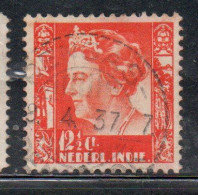 DUTCH INDIA INDIE INDE NEDERLANDS HOLLAND OLANDESE OLANDESI INDIES 1933 1937 1934 QUEEN WILHELMINA 12 1/2c USED USATO - Nederlands-Indië