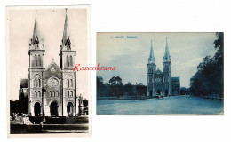 Lot X 2 CPA Vietnam Saigon Cathedrale Indochine Française Viet Nam Carte Postale - Vietnam